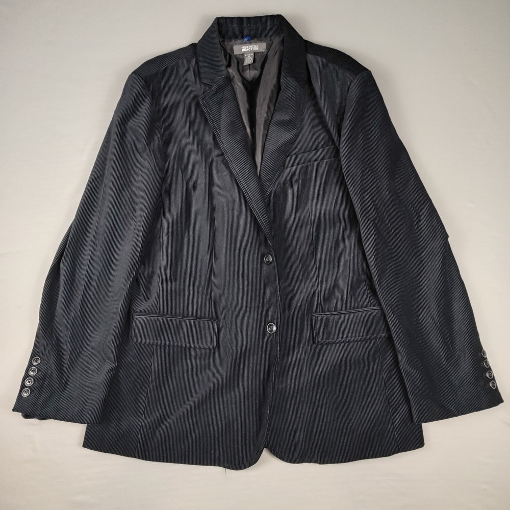 Kenneth Cole Reaction Corduroy Blazer XL/44 Mens Black Notch Lapel Preppy Jacket